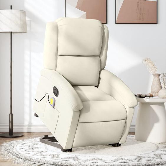 Vidaxl Fauteuil Inclinable De Massage Électrique Crème Velours