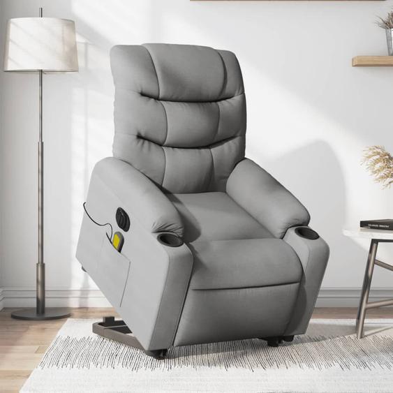 Vidaxl Fauteuil Inclinable De Massage Électrique Gris Clair Tissu