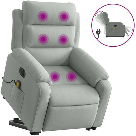 Vidaxl Fauteuil Inclinable De Massage Électrique Gris Clair Velours