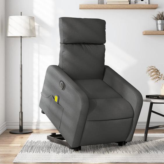 Vidaxl Fauteuil Inclinable De Massage Électrique Gris Foncé Tissu