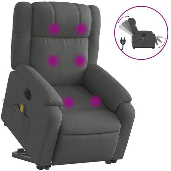 Vidaxl Fauteuil Inclinable De Massage Électrique Gris Foncé Tissu