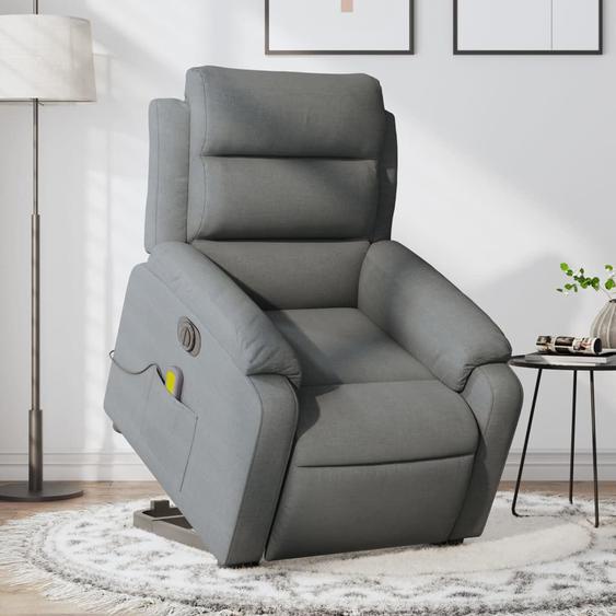 Vidaxl Fauteuil Inclinable De Massage Électrique Gris Foncé Tissu