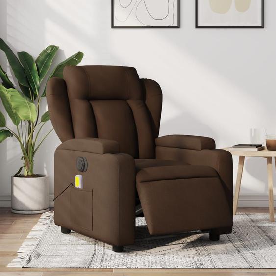 Vidaxl Fauteuil Inclinable De Massage Électrique Marron Tissu