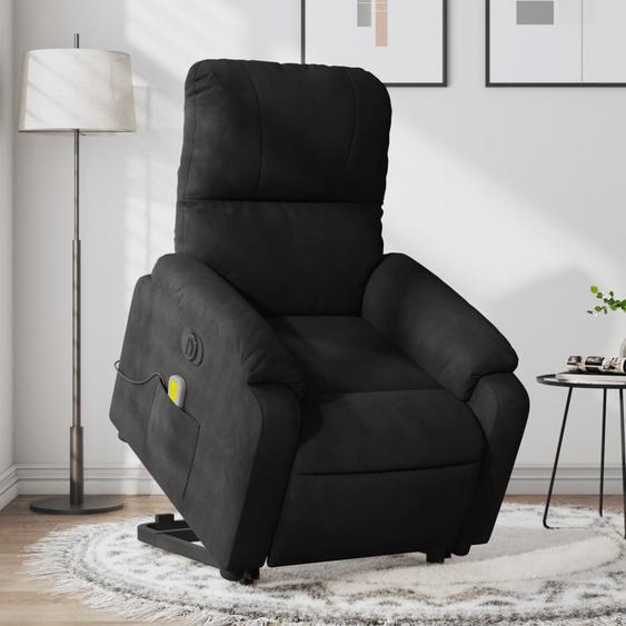 Vidaxl Fauteuil Inclinable De Massage Électrique Noir Tissu Microfibre