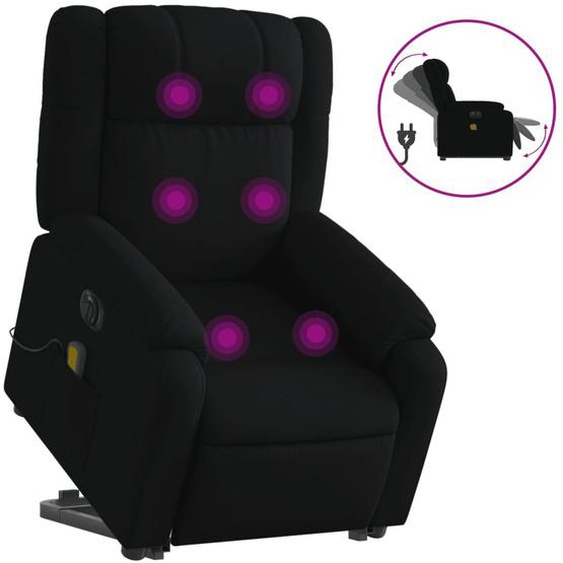 Vidaxl Fauteuil Inclinable De Massage Électrique Noir Tissu