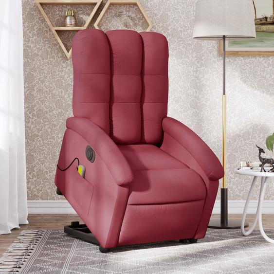 Vidaxl Fauteuil Inclinable De Massage Électrique Rouge Bordeaux Tissu