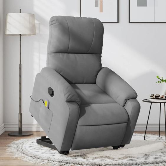 Vidaxl Fauteuil Inclinable De Massage Gris Foncé Tissu Microfibre