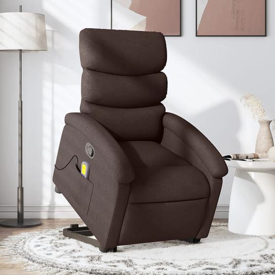 Vidaxl Fauteuil Inclinable De Massage Marron Foncé Tissu