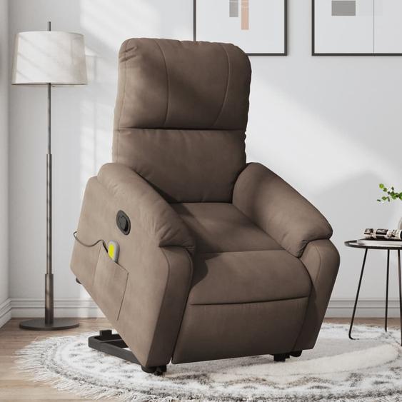 Vidaxl Fauteuil Inclinable De Massage Marron Tissu Microfibre