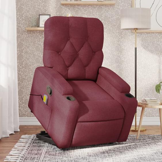 Vidaxl Fauteuil Inclinable De Massage Rouge Bordeaux Tissu