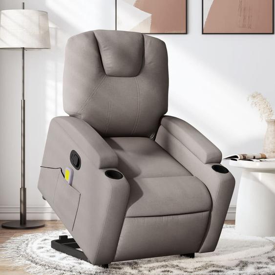 Vidaxl Fauteuil Inclinable De Massage Taupe Tissu