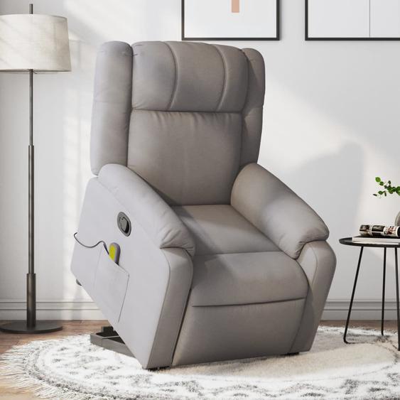 Vidaxl Fauteuil Inclinable De Massage Taupe Tissu