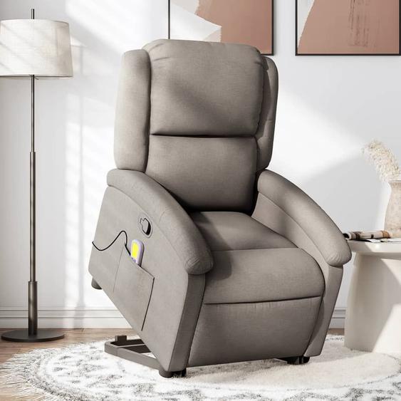 Vidaxl Fauteuil Inclinable De Massage Taupe Tissu