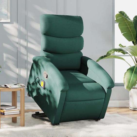 Vidaxl Fauteuil Inclinable De Massage Vert Foncé Tissu