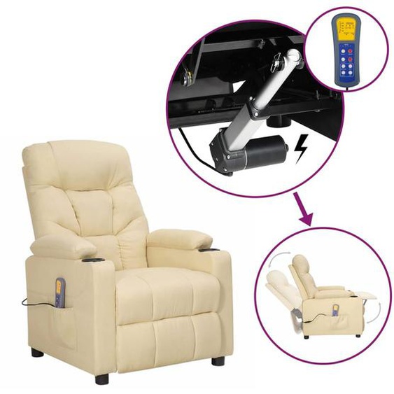 Vidaxl Fauteuil Releveur Inclinable De Massage Crème Tissu