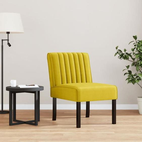 vidaXL Fauteuil sans accoudoirs jaune velours 352455