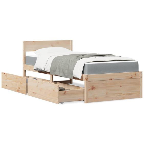 Vidaxl Lit Avec Tiroirs Et Matelas 100x200 Cm Bois Massif De Pin