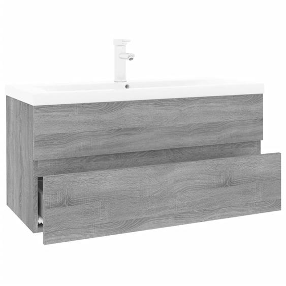 Vidaxl Meuble Lavabo Avec Bassin Intégré Sonoma Gris Bois Dingénierie