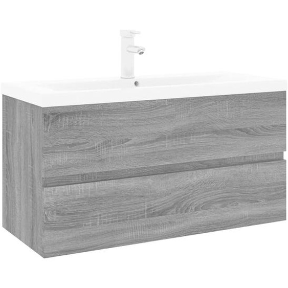 Vidaxl Meuble Lavabo Avec Bassin Intégré Sonoma Gris Bois Dingénierie