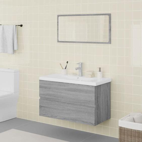 vidaXL Meubles de Salle de Bain Meuble sous Évier Miroir Armoire de Lavabo Armoire de Rangement Intérieur Sonoma Gris Bois 3120349