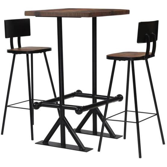 vidaXL Mobilier de bar 3 pcs Bois de récupération massif