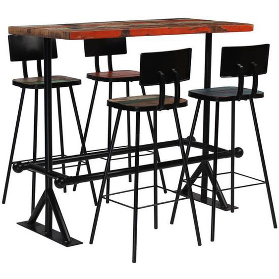 vidaXL Mobilier de bar 5 pcs Bois de récupération massif Multicolore