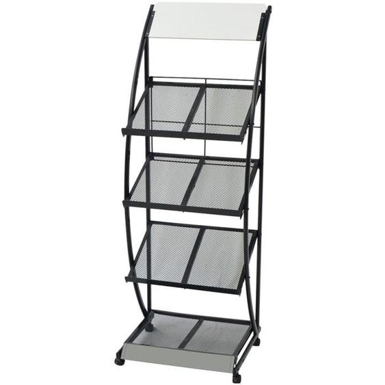 vidaXL Porte-revue 47 x 40 x 134 cm Noir et blanc A4 30099