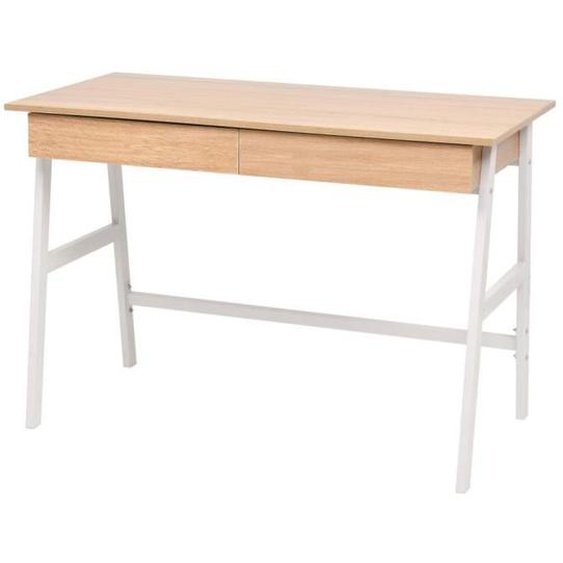 vidaXL Table décriture 110x55x75 cm Chêne et blanc 245722