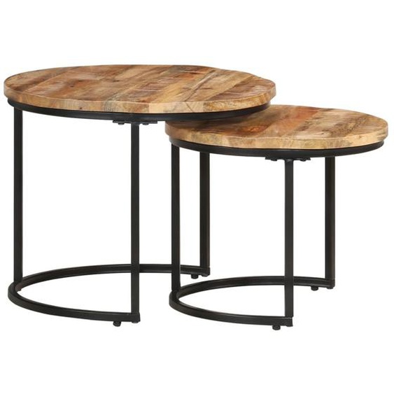 Vidaxl Tables Gigognes 2 Pcs Bois De Manguier Brut