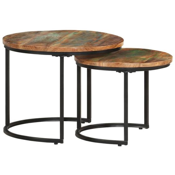 Vidaxl Tables Gigognes 2 Pcs Bois De Récupération Massif