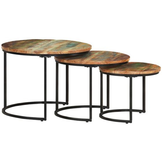 Vidaxl Tables Gigognes 3 Pcs Bois De Récupération Massif