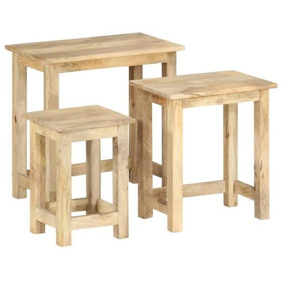 vidaXL Tables gigognes 3 pcs Bois solide de manguier