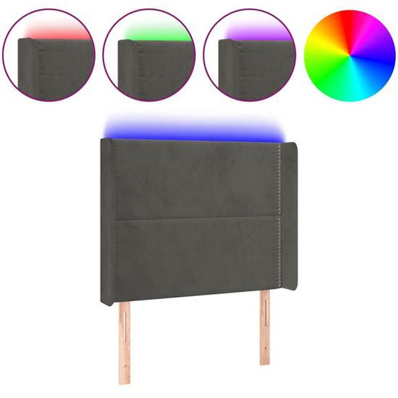 Vidaxl Tête De Lit À Led Gris Foncé 83x16x118/128 Cm Velours