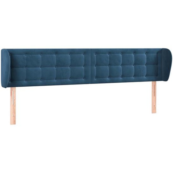 Vidaxl Tête De Lit Avec Oreilles Bleu Foncé 203x23x78/88 Cm Velours