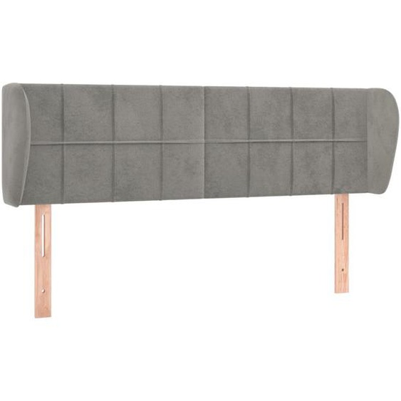 Vidaxl Tête De Lit Avec Oreilles Gris Clair 147x23x78/88 Cm Velours