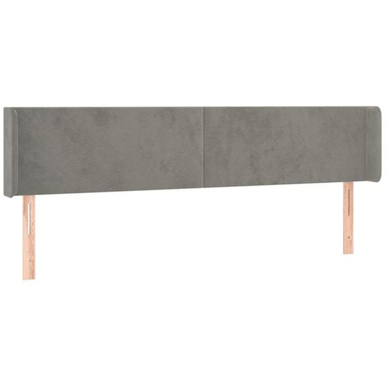 Vidaxl Tête De Lit Avec Oreilles Gris Clair 163x16x78/88 Cm Velours