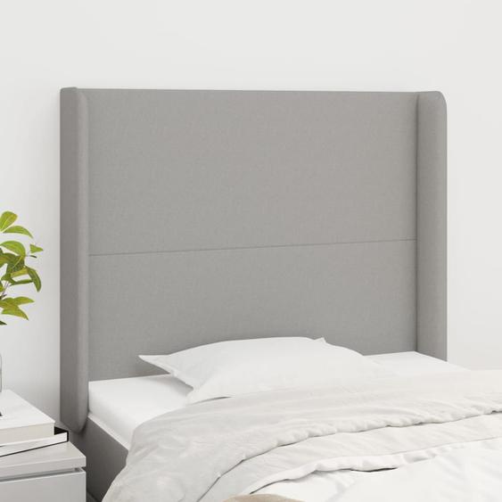 Vidaxl Tête De Lit Avec Oreilles Gris Clair 93x16x118/128 Cm Tissu