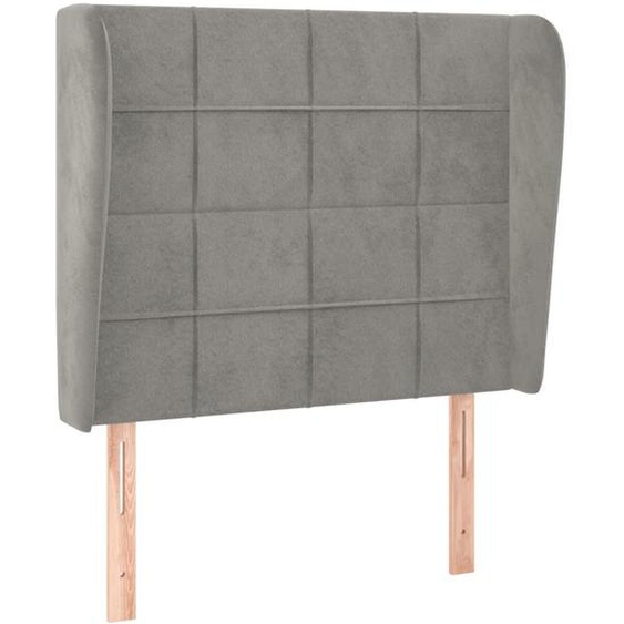 Vidaxl Tête De Lit Avec Oreilles Gris Clair 93x23x118/128 Cm Velours