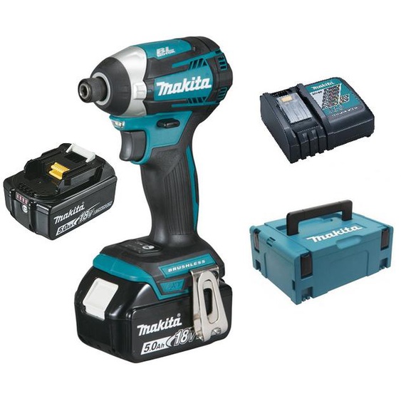 Visseuse à chocs 18V + 2 batteries 5Ah + chargeur + coffret MAKPAC - MAKITA - DTD154RTJ