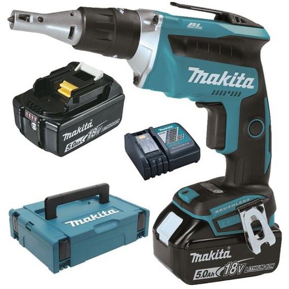 Visseuse plaque de plâtre 18V + 2 batteries 5Ah + chargeur + coffret MAKPAC - MAKITA - DFS452RTJ