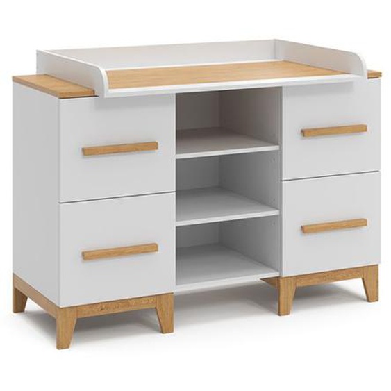 Vitalispa commode à langer Malia, Blanc, 133 x 98 cm XL avec 4 tiroirs