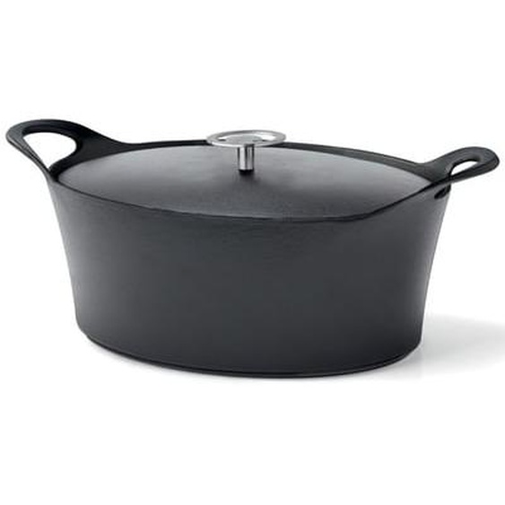 Volcan - Cocotte ovale 29cm fonte de fer émaillée noire avec couvercle