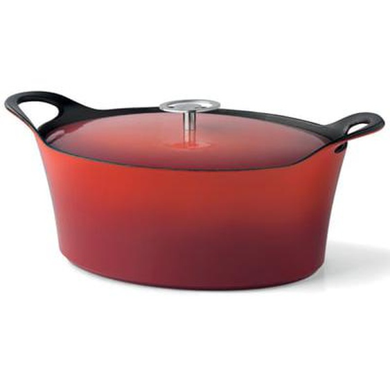 Volcan - Cocotte ovale 29cm fonte de fer émaillée noire avec couvercle