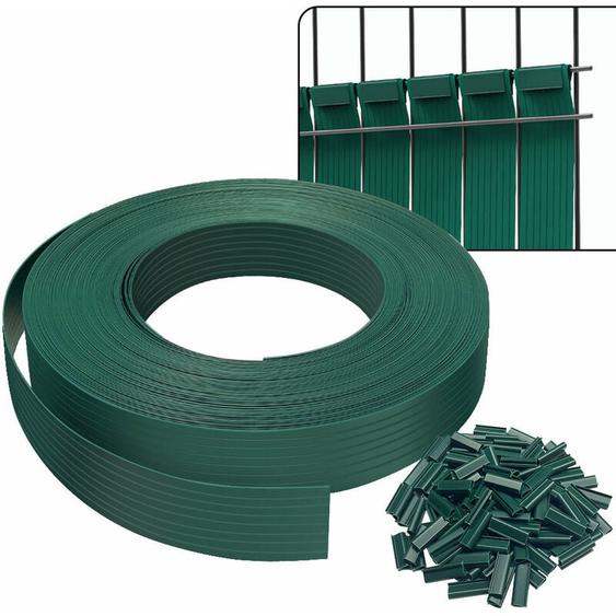 Vounot - Kit de lamelles occultantes pvc brise vue 75m x 4.7cm avec 150 clips Vert