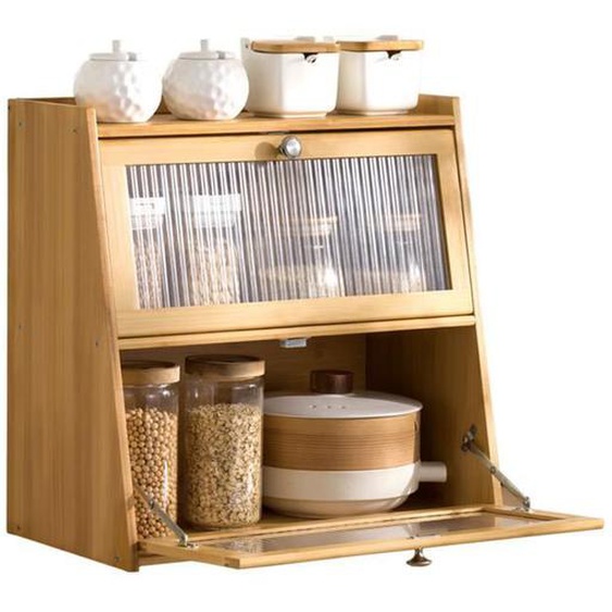 Vvikizy Organisateur dépices et condiments en bambou avec porte, Armoire de rangement Bamboo pour comptoir de cuisine