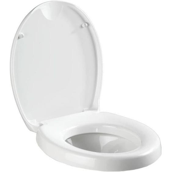 WENKO Abattant WC Secura Comfort, avec réhausseur WC adulte 5 cm, abattant WC frein de chute, duroplast, 37x43,5 cm, blanc