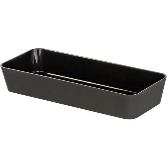 WENKO Boite de rangement salle de bain Gom, bac de rangement salle de bain, Plastique Soft touch, 24x4x10 cm, noir