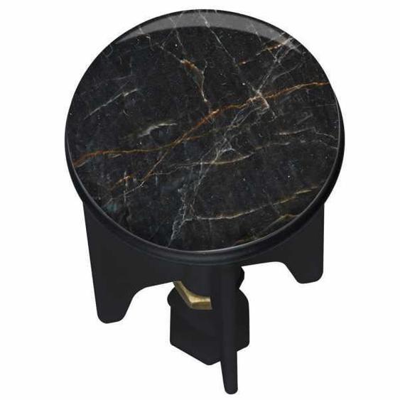 WENKO Bouchon dévier Pluggy®, Bonde de lavabo, Marble, Laiton noir, Ø 3,9 x 6,5 cm, Noir effet marbre