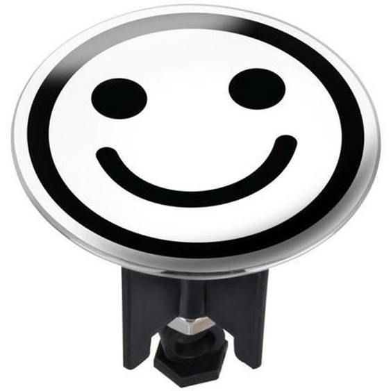 WENKO Bouchon dévier Pluggy® XL, Bonde de lavabo, Smiley, Laiton, Ø 6,2x6,6 cm, noir - blanc