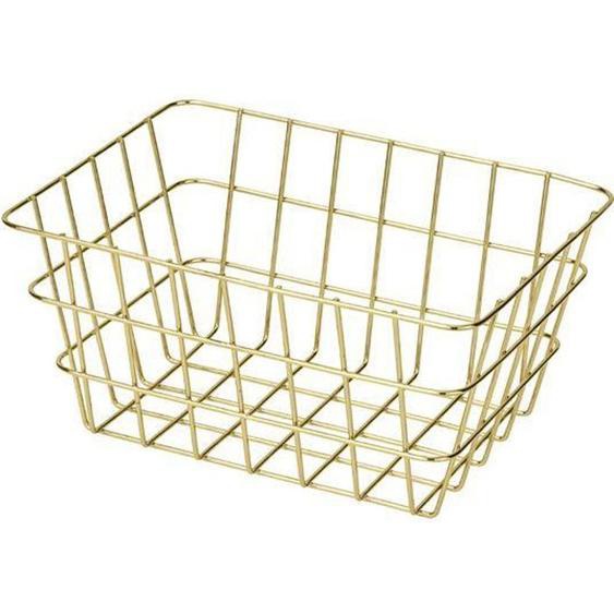 WENKO Corbeille de rangement métallique Viana, Panier de rangement pour la salle de bain et la cuisine, Métal, 18x25x12 cm, Doré